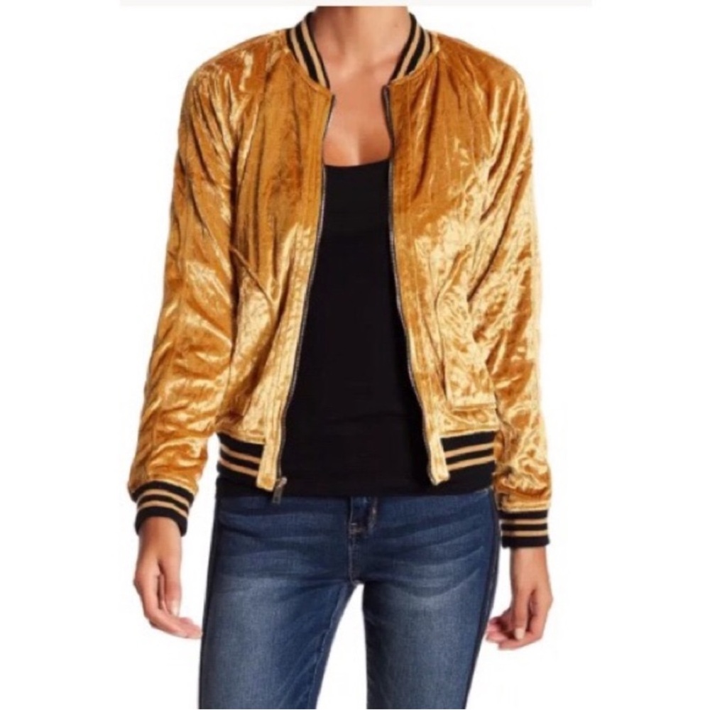 Jolt Gold Star Embroidered Bomber Jacket